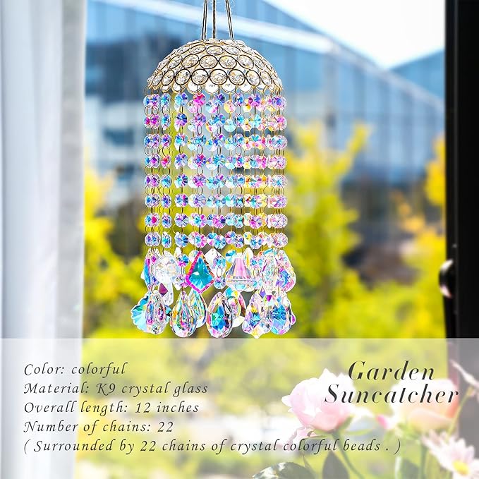 Crystal Chandelier Wind Chimes Suncatcher Pendant, Aurora Light Catcher - Image 7