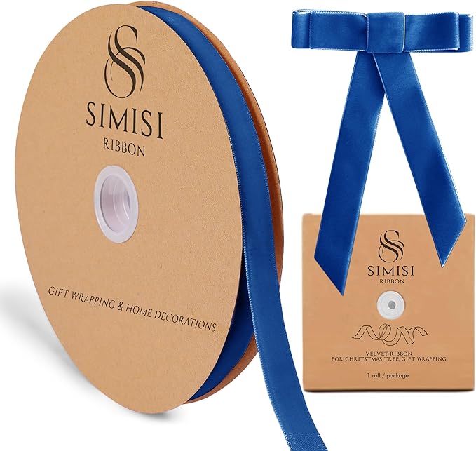 Royal Blue Velvet Ribbon 5/8'' 25 Yards by SIMISIRIBBON
