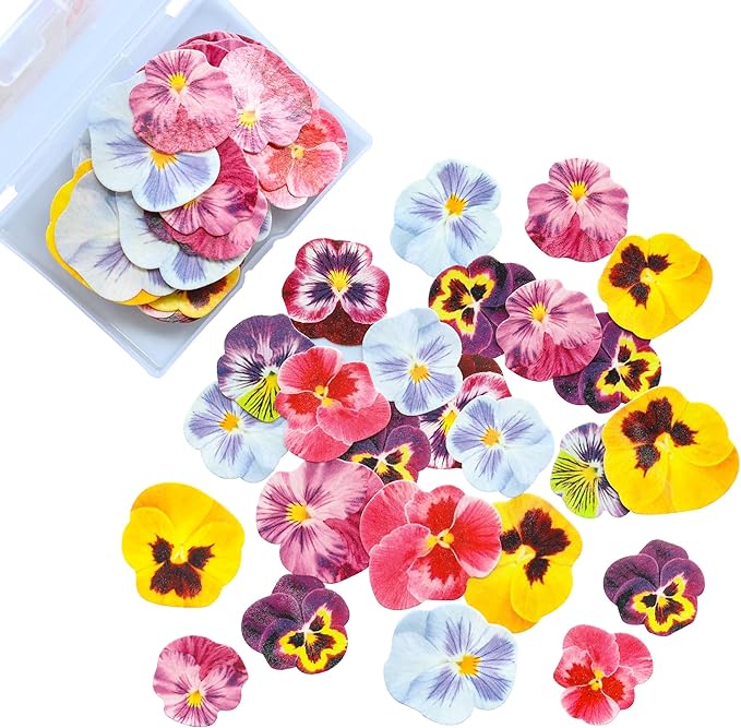 Ephlyn 64Pcs Edible Flower Cupcake Toppers Spring Bridal Engagement Baby Shower - Image 2