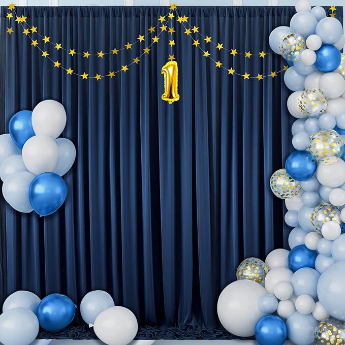 30 ft x 10 ft Wrinkle Free Navy Blue Backdrop Curtain - Image 8