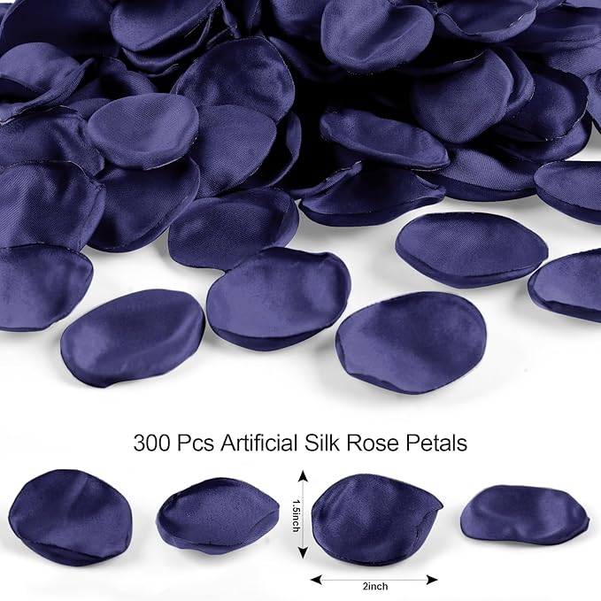 300pcs Navy Blue Silk Rose Petals - Image 5