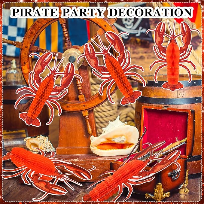 Jetec 6 Pcs Tissue Crab Lobster Honeycomb Centerpiece Hanging Crab Lobster - Image 6
