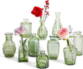 Vintage Small Glass Vases Set of 10, Mini Bud Vases by PURVONNIE
