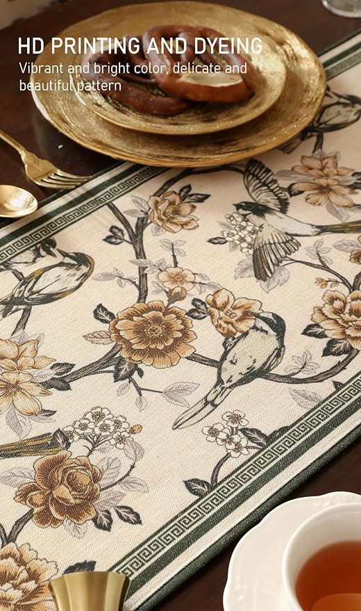 ISAENNE Designer Vintage Beige Linen Table Runner 102 Inches Long, Elegant - Image 4