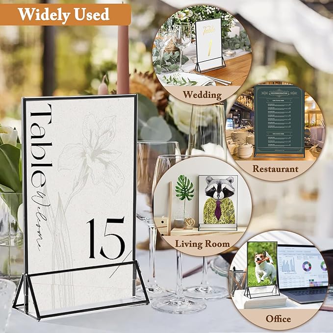 Floroom 24 Pack 5x7 Inch Clear Acrylic Sign Holders, Double-Sided Black Display - Image 5