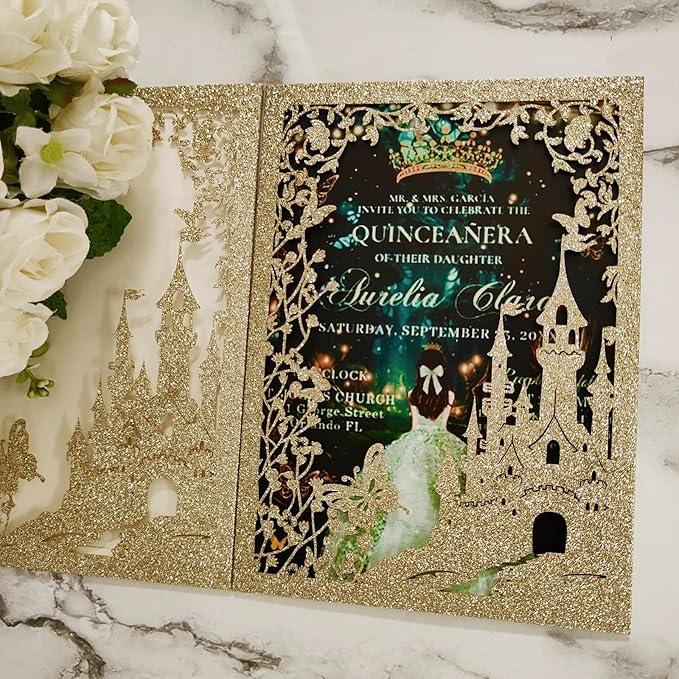 20PCS Castle Pocket Invitations, Quinceanera Invitations - Image 5