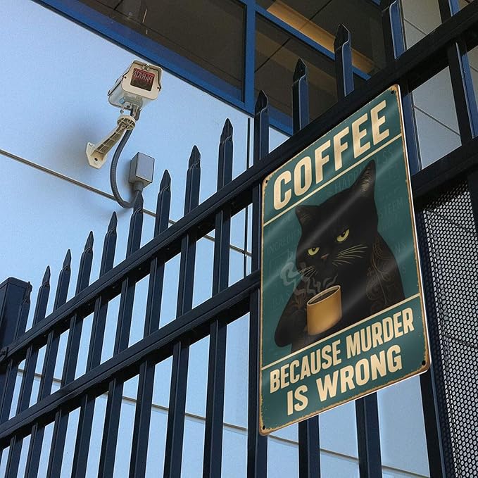 Funny Cat Coffee Metal Sign - Image 4