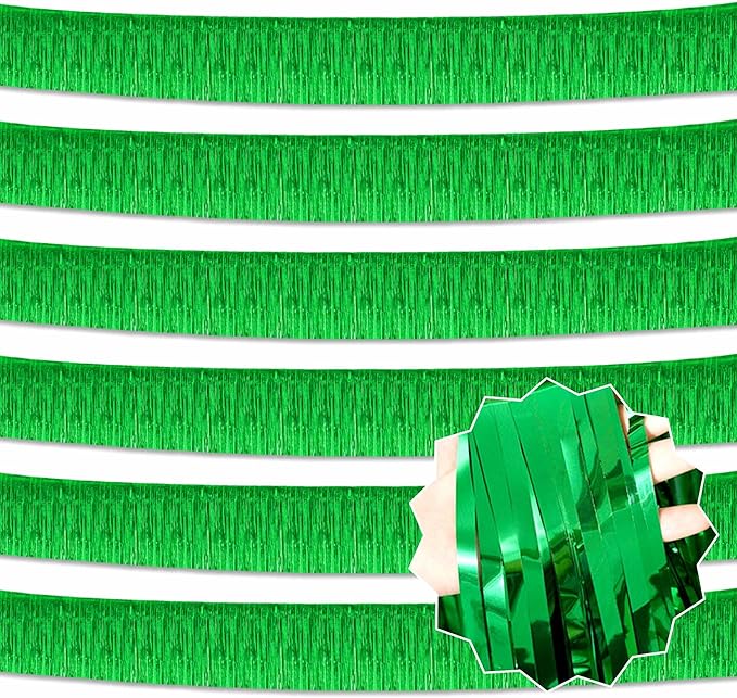 6 Pack 10 Ft Green Foil Fringe Garland Metallic Streamers Tinsel Banner Wall by LANTIANCHEN