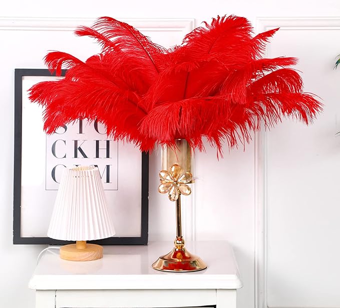 Happy Feather 16-18 inch Red Ostrich Feathers Craft - Image 4