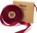 Burgundy Satin Ribbon 7/8 Inch x 50 Yards Double-Faced Ribbons by Keypan