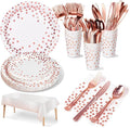 141 Pieces Rose Gold Party Supplies, Party Dinnerware Sets Include Paper Plates by Nkaiso