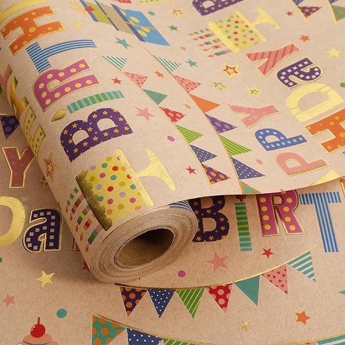 Aimyoo Colorful Birthday Wrapping Paper Roll by Aimyoo