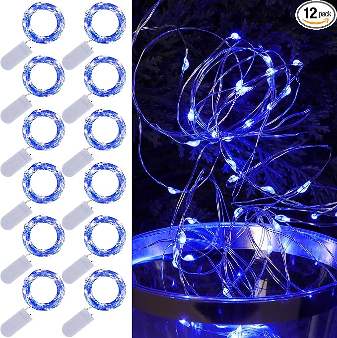 WATERGLIDE 12 Pack Fairy Lights Battery Operated, 7 ft 20 LED Mini String Lights by WATERGLIDE