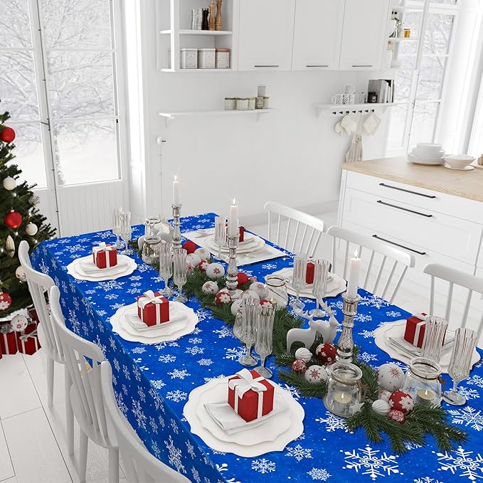 Jectivs 6 Pieces Christmas Snowflake Plastic Party Tablecloth Decorations - Image 7