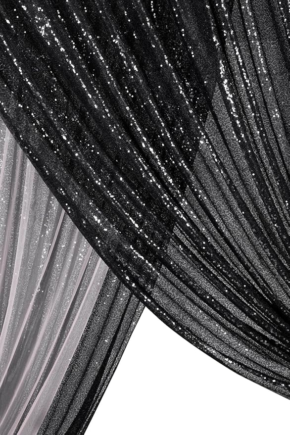 Black Sequin Backdrop 8ft x 8ft Glitter Photo Booth Black Backdrop Curtains - Image 7