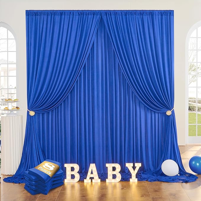 40ftx10ft Wrinkle Free Royal Blue Backdrop Curtains by CO-AVE