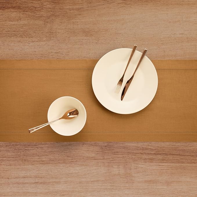 Solino Home Linen Brown Sugar Table Runner 90 Inches Long - Image 3