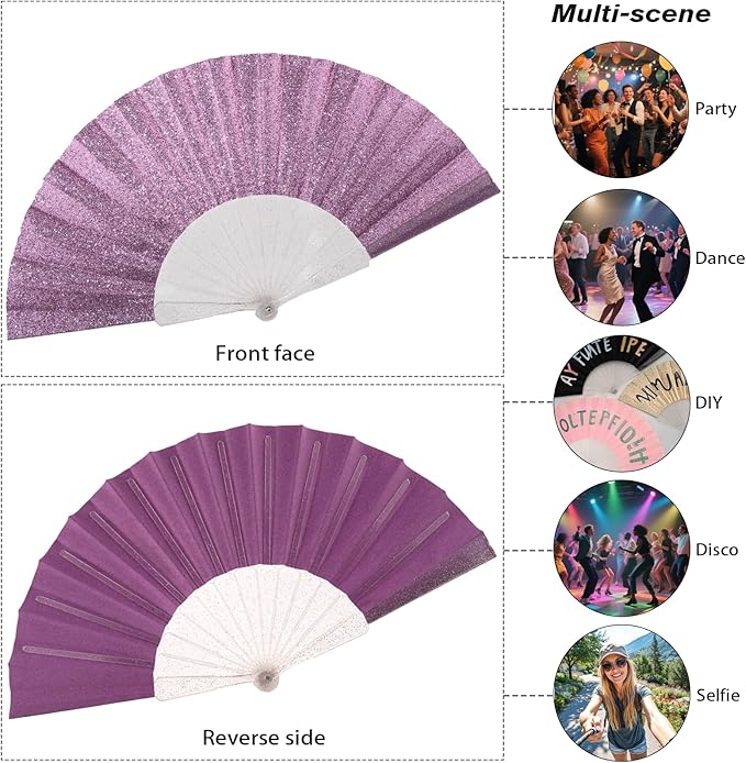 48 Pack Handheld Fan, Folding Hand Glitter Fan - Image 6