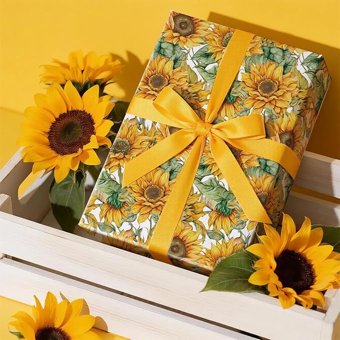 RUSPEPA Sunflower Wrapping Paper Roll - Image 3