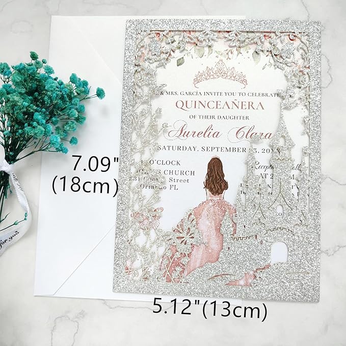 20PCS Castle Pocket Invitations, Quinceanera Invitations - Image 5