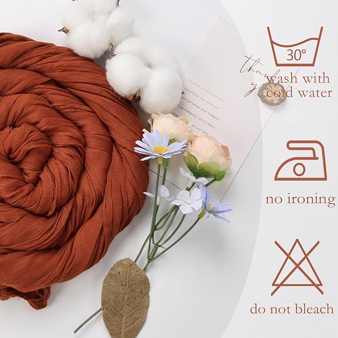 6 Pack Fall Thanksgiving Table Runner Terracotta Cheesecloth 10ft Boho Gauze - Image 5