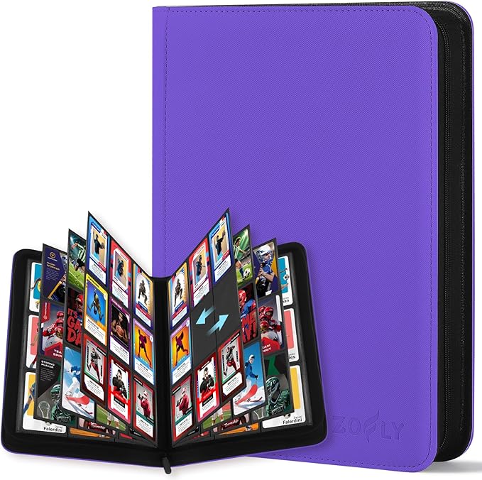 Trading Card Binder 9 Pocket, Zofly Zipper Card Collection Binder Album by Zofly