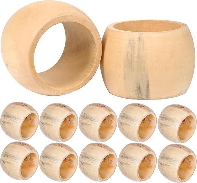 Wooden Napkin Rings Set of 12 by CLEENTABLE