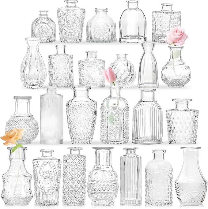 Bud Vases - in Bulk 24, Vintage Small Glass Bud Vases by Unknown