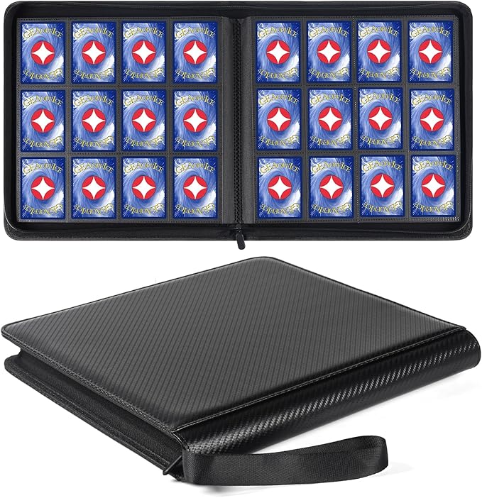 GEAoffice Trading Card Binder 12 Pocket Hold 720 Cards, Premium PU Cover Zipper by GEAoffice