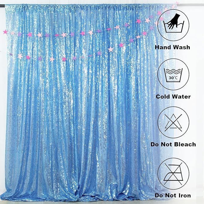 ShinyBeauty Baby Blue Sequin Backdrop 10FTx10FT - Image 5