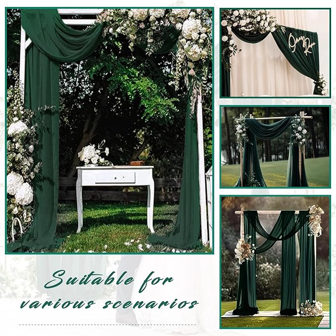 Emerald Green 2 Panels Wedding Arch Draping Fabric 20Ft Length x 28" Width Arch - Image 7