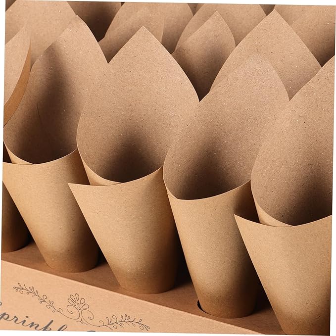 CIMAXIC 30-hole Kraft Paper Cones Box Set Wedding Party Favor Box Confetti Cone - Image 7