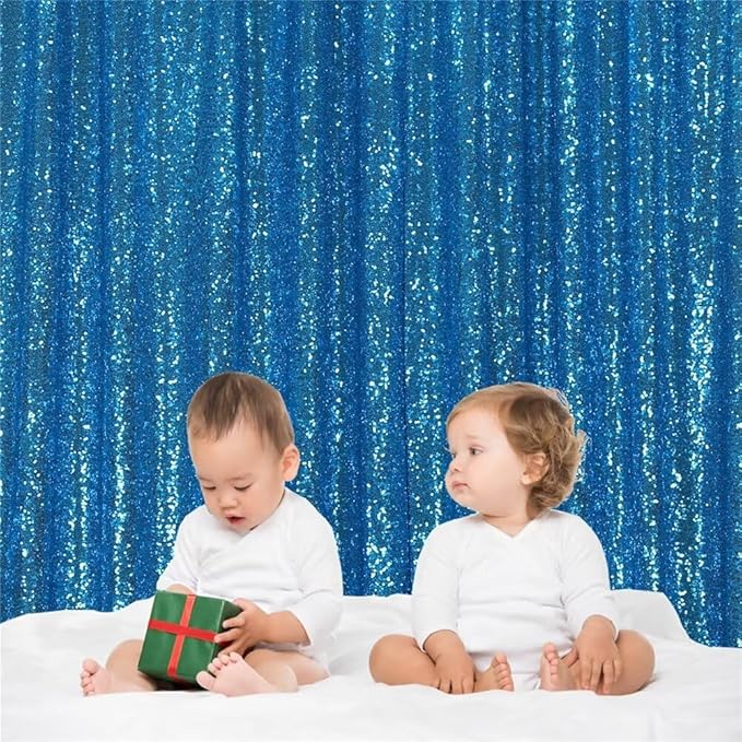 Eternal Beauty Turquoise Sequin Backdrop, 20x10 Ft Glitter Background Curtains - Image 4