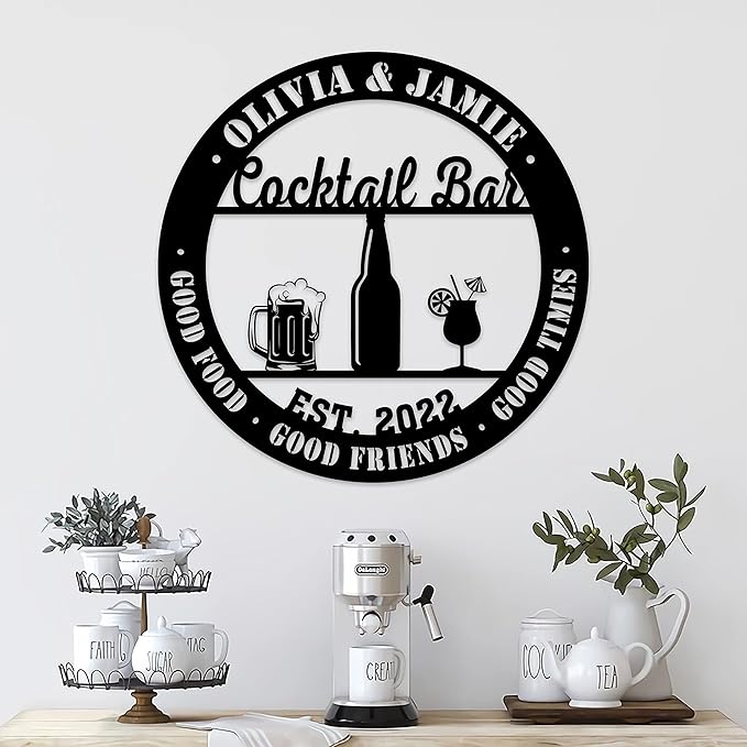 Personalized Cocktail Bar Metal Sign LED Lights, Cocktail Sign, Drinking Lounge - Image 4