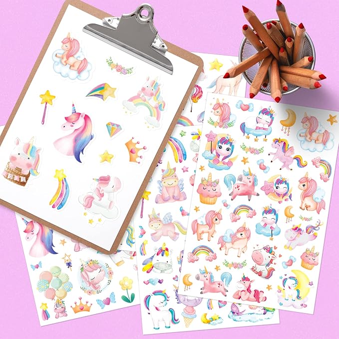 Cute Pink Unicorn Adhesive Stickers Rainbow Magical Star Unicorn Stickers 715 - Image 4
