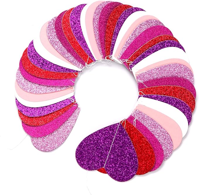 Purple Hot-Pink Red Party-Decoration Heart-Garland - 52ft Galentines Hanging - Image 6
