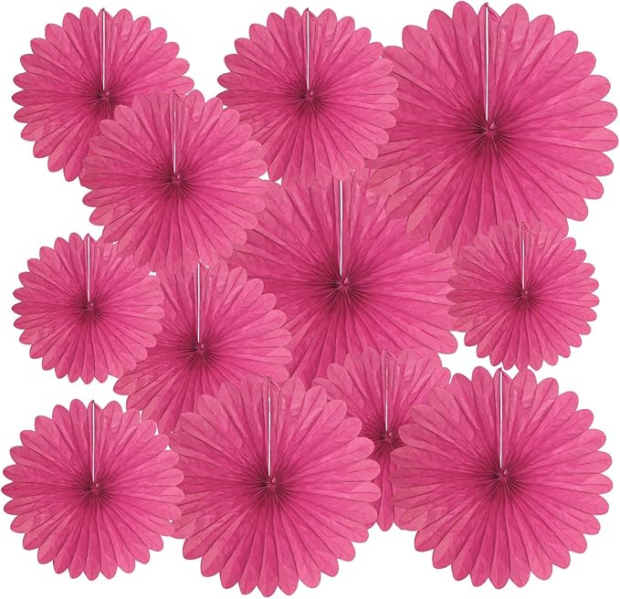 20 Pcs Rose Red Hanging Paper Fan, Hanging Honeycomb Round Paper Fans by Zankubom