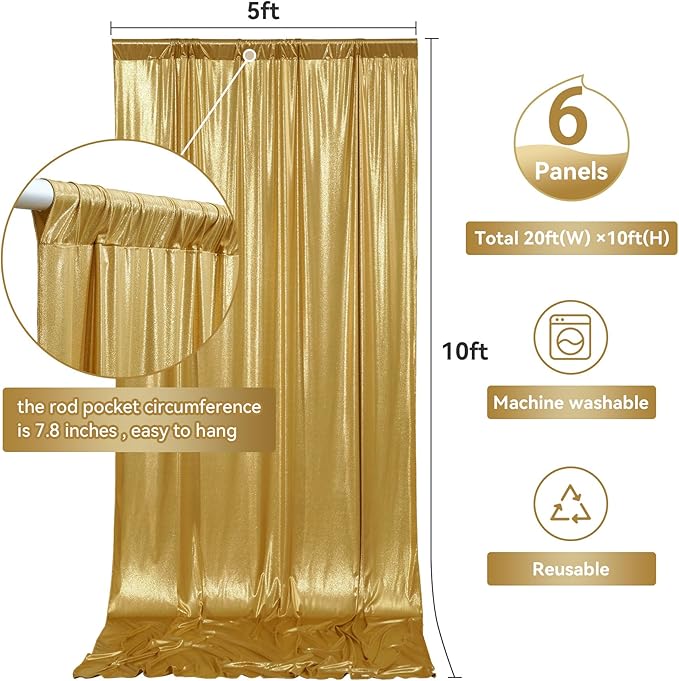 30ftx10ft Gold Backdrop Curtain - Image 6