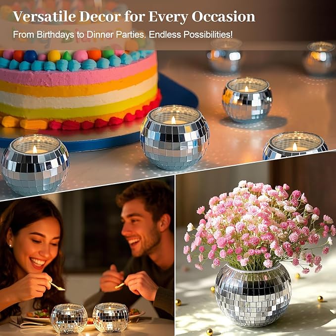 Luditek Disco Ball Candle Holders, Glass Votive - Image 7