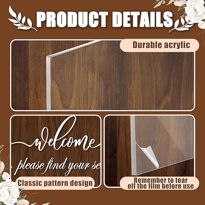 Wedding Seating Chart Board Display, 24x18 Inch Welcome Please Find Your Seat - Image 4