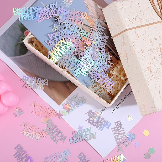 1000pcs Happy Birthday Confetti, Iridescent Party Confetti Metallic Glitter - Image 7