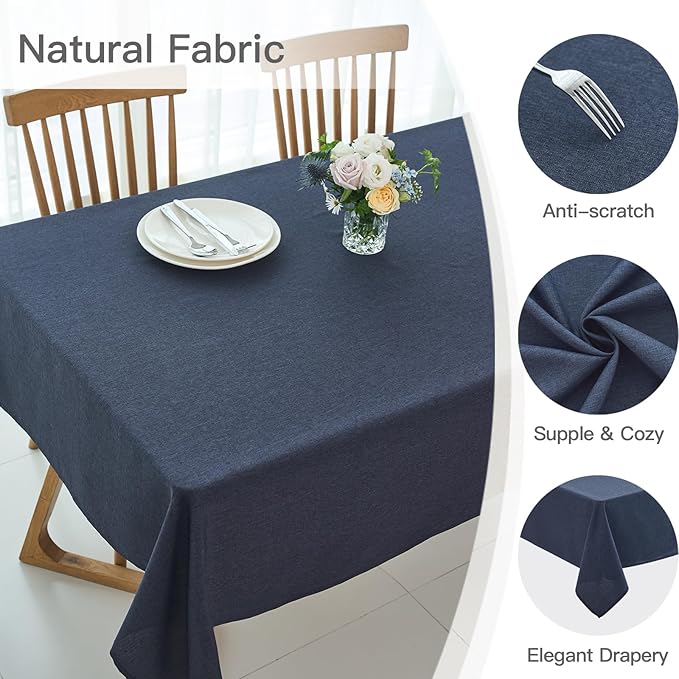 maxmill Rectangle Linen Textured Tablecloth Waterproof Spillproof Wrinkle Free - Image 4