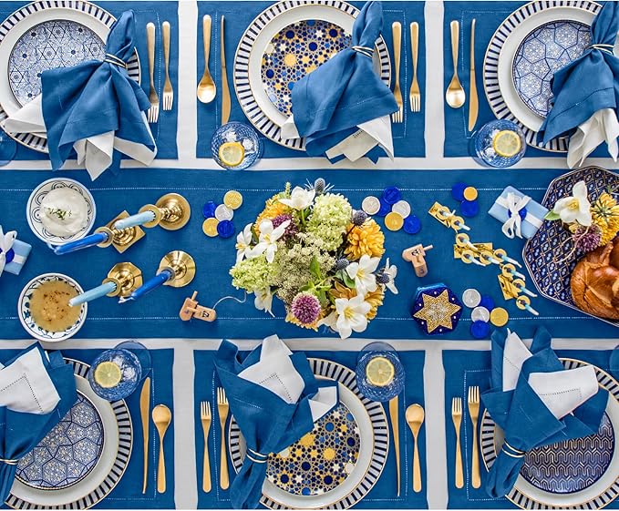 Solino Home Linen Indigo Blue Table Runner 144 Inches Long - Image 8