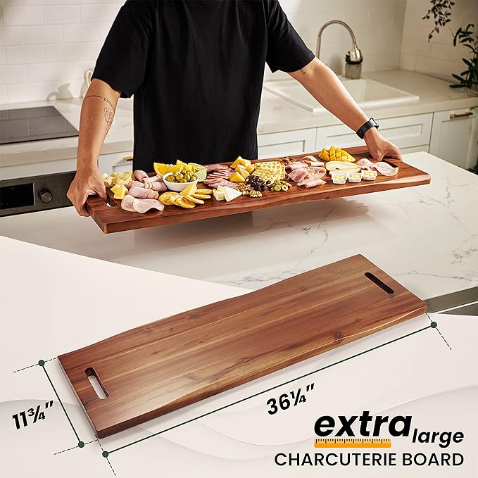 36" Large Acacia Wood Charcuterie Board - Image 3