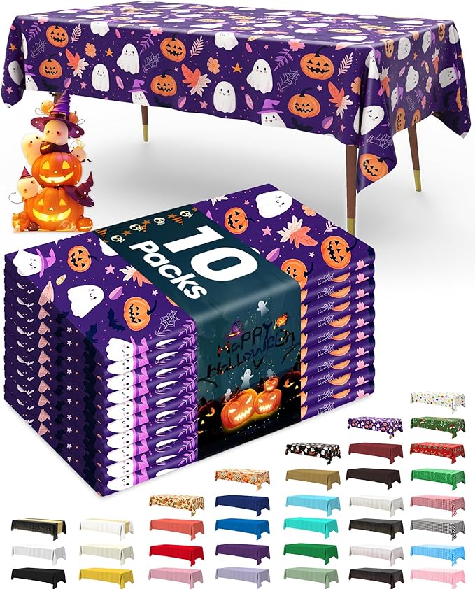 Pureegg Plastic Table Cloth Disposable 10 Pack, 54 x 108 Inch Table Cloths by Pureegg