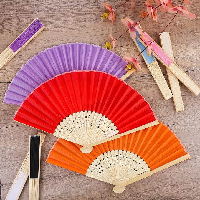 MCEAST 50 Pieces Silk Folding Fan - Image 4