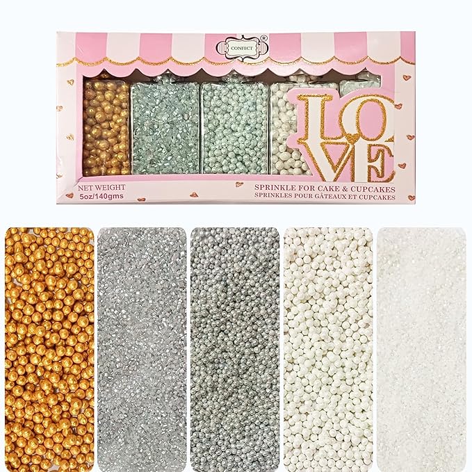 Confect Sprinkles -Metal Mania Disco Ball Sprinkle Mix – 5-Pack Assorted Edible by CONFECTTHECAKEDECORATINGCO