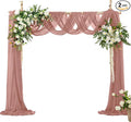 VACVELT Wedding Arch Draping Fabric Dusty Rose Chiffon, 2 Panels Sheer Drapes by VACVELT