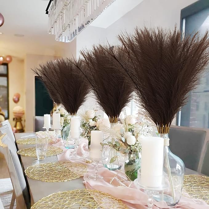 50pcs Faux Pampas Grass Decor, 21.6" Short Artificial Pompous Grass Floral Fake - Image 2