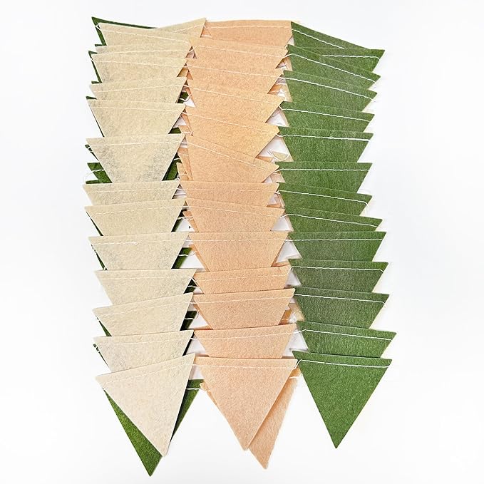 Sage Green Party Decorations Olive Green Tan Brown Cream Felt Hanging Triangle - Image 3